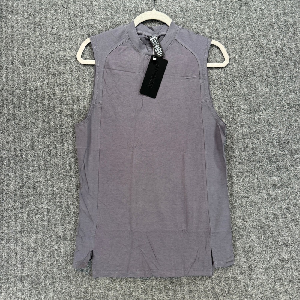 Alphalete Shirt Mens Small Gray Muscle Tee Tank Top Premium Stepped Hem Tank NEW